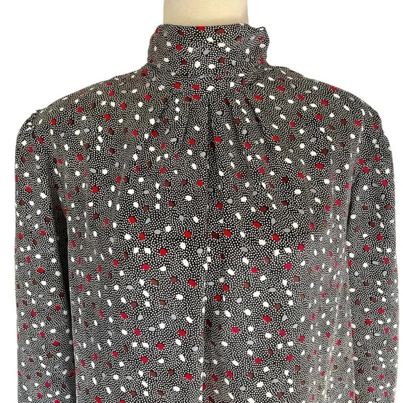 Oscar de la Renta Vintage Abstract Polka Dot Turtleneck Top Women Blouse Size 12 - Picture 4 of 7